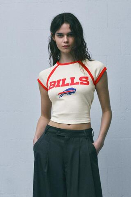 PULL&BEAR Футболка в рубчик NFL Bills, цвет льда