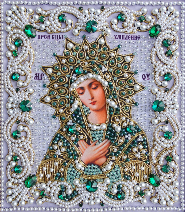 ЖС-2-ЗИ Набор для вышивания хрустальными камнями Богородица Умиление (изумрудный)
