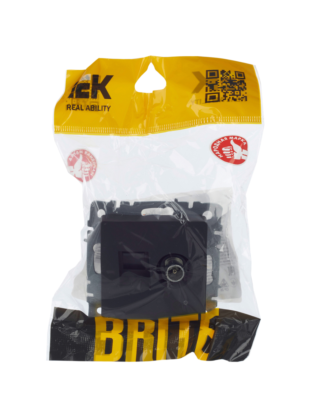 BRITE Розетка двойная TV+RJ45 кат.5E РТВ/РК12-БрГ графит IEK