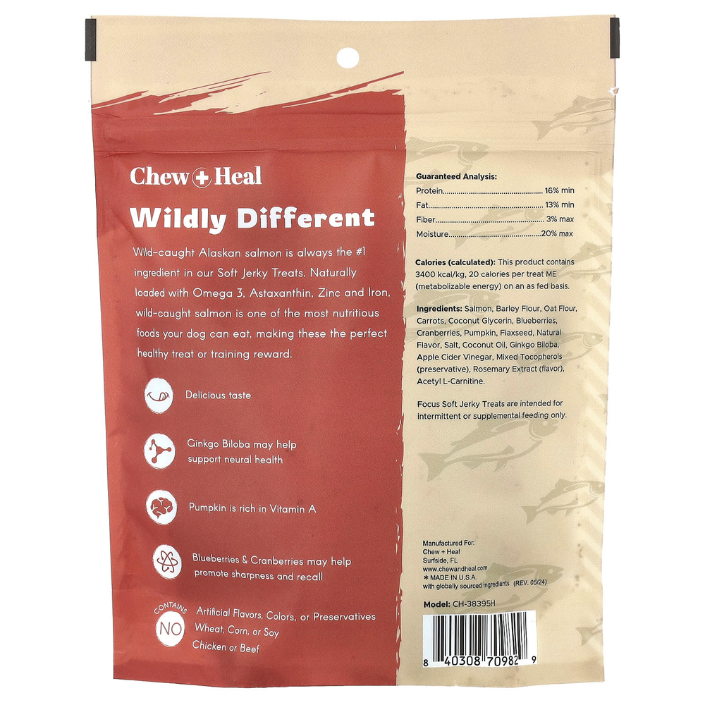 Chew + Heal, Мягкое вяленое лакомство для собак, с лососем, 142 г (5 унций)