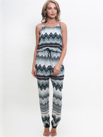 Комбинезон из вискозы с зигзагообразным узором (Размер: S) (Цвет: хаки)