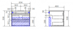Подвесная тумба Vigo Urban 600-0-2 (604х490х508 мм) со столешницей и умывальником (TP.URB.60.2Y)