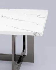 Журнальный столик Newton 122х61 см, белый мрамор, темный хром