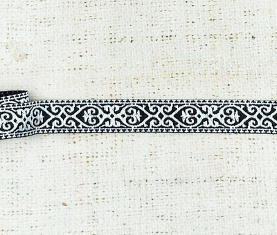 Тесьма жаккард, ш. 2 см, чёрный с серебром