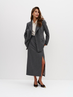 Жакет из смесовой шерсти в полоску, серый