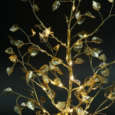 Дерево декоративное «Зимнее чудо» 50 cм, (с подсветкой на батарейках 2хАА), Золото