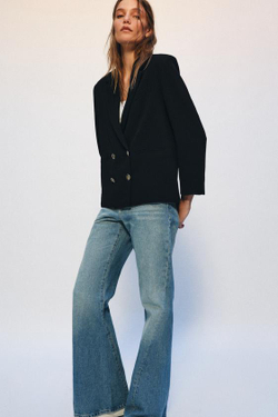 ZARA ДЖИНСЫ RELAXED-FLARE С НИЗКОЙ ПОСАДКОЙ — ZW COLLECTION, ВЫЦВЕТШИЙ СИНИЙ