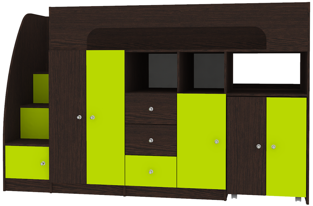 Кровать-чердак КарИВи Астра 11 Венге Лайм