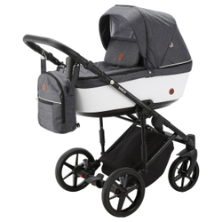 Детская коляска Adamex Amelia 2 в 1 AM234-TIP (Т.СЕР+БЕЛ.КОЖА)