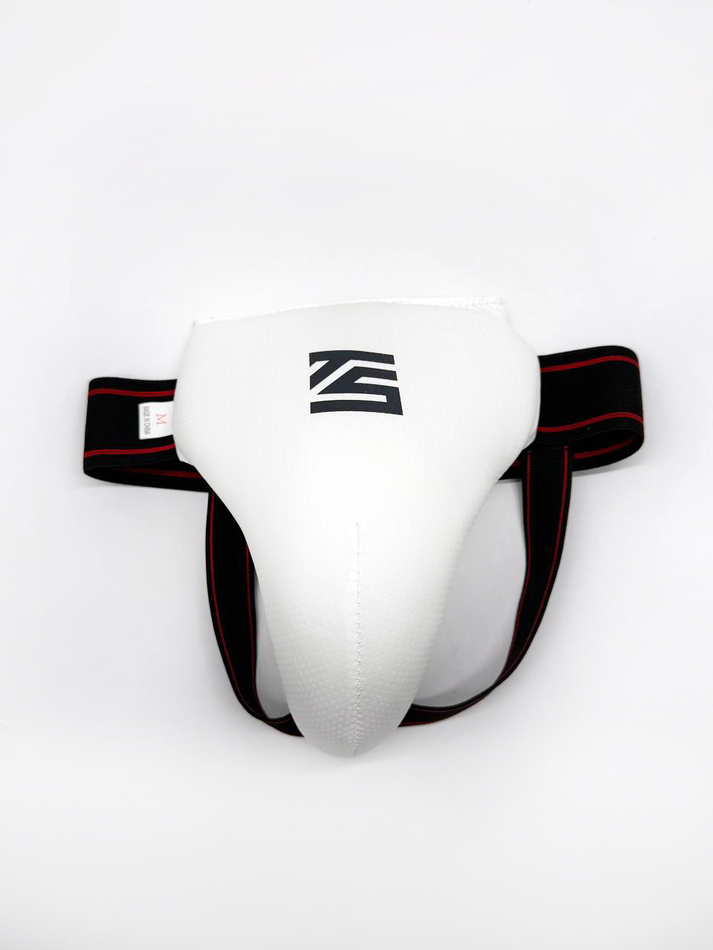 Защита паха мужская Tomorrow Star белая с красно-черной резинкой