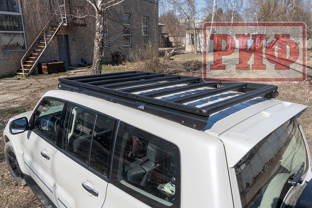 Багажник экспедиционный (платформа) алюминиевый 1150x2080 мм для Mitsubishi Pajero IV (с крепежом) РИФ