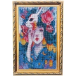 Алмазная мозаика на подрамнике с полным заполнением «МИР ЯРКИХ КРАСОК», Ёко с маской, 20*30 см