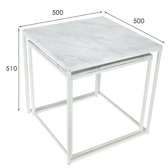 Стол журнальный МеталлАрт М002 белый мрамор/белый