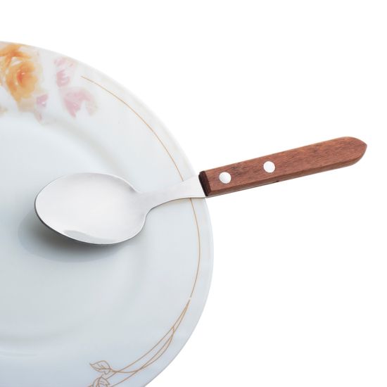 Набор столовых ложек 6 штук Kamille KM 5302 из нержавеющей стали с деревянными ручками