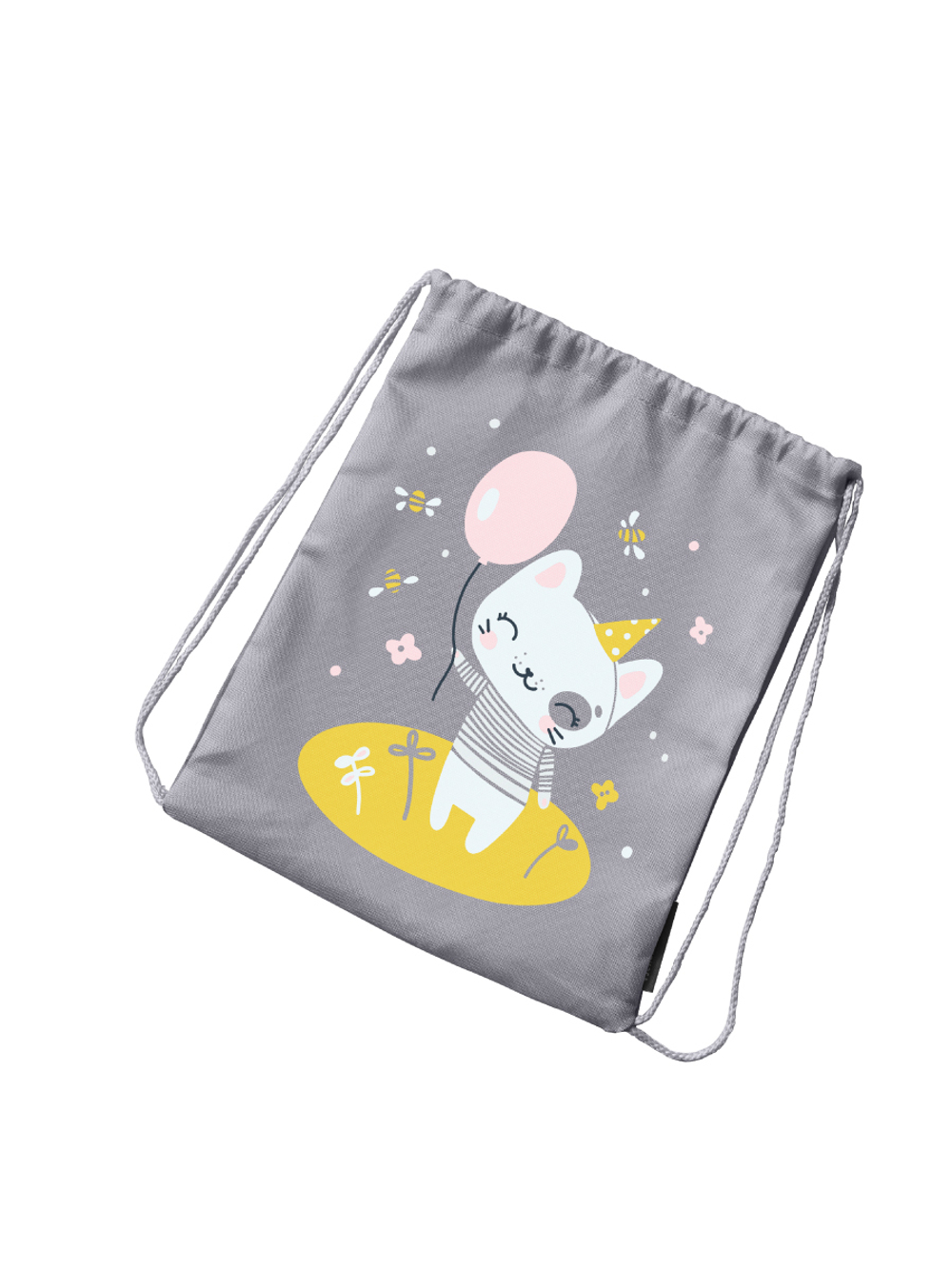 Мешок в садик 33х40, Котик (серый)