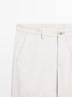 Massimo Dutti Узкие брюки из хлопковой смесовой ткани, каменный