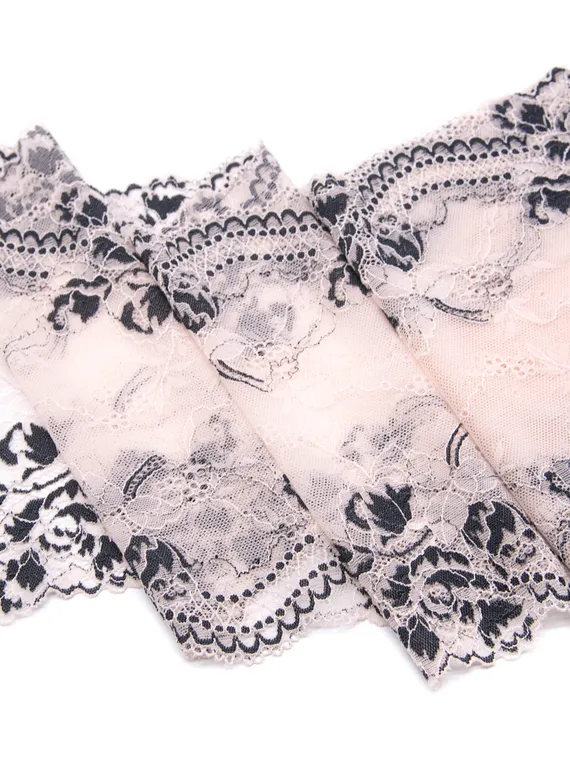 03-210 Кружево эластичное 22 см, пион/черный