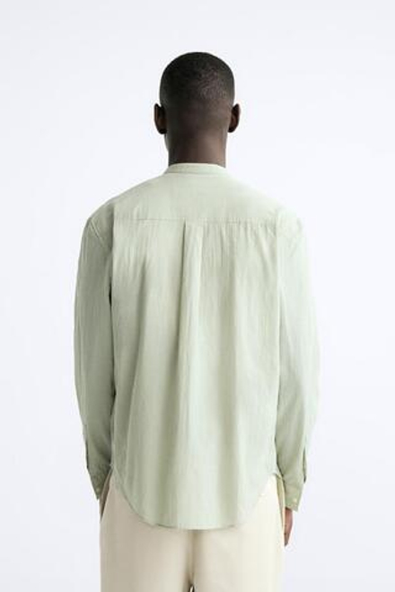 ZARA РУБАШКА ИЗ ЖАТОГО ХЛОПКА, ХАКИ