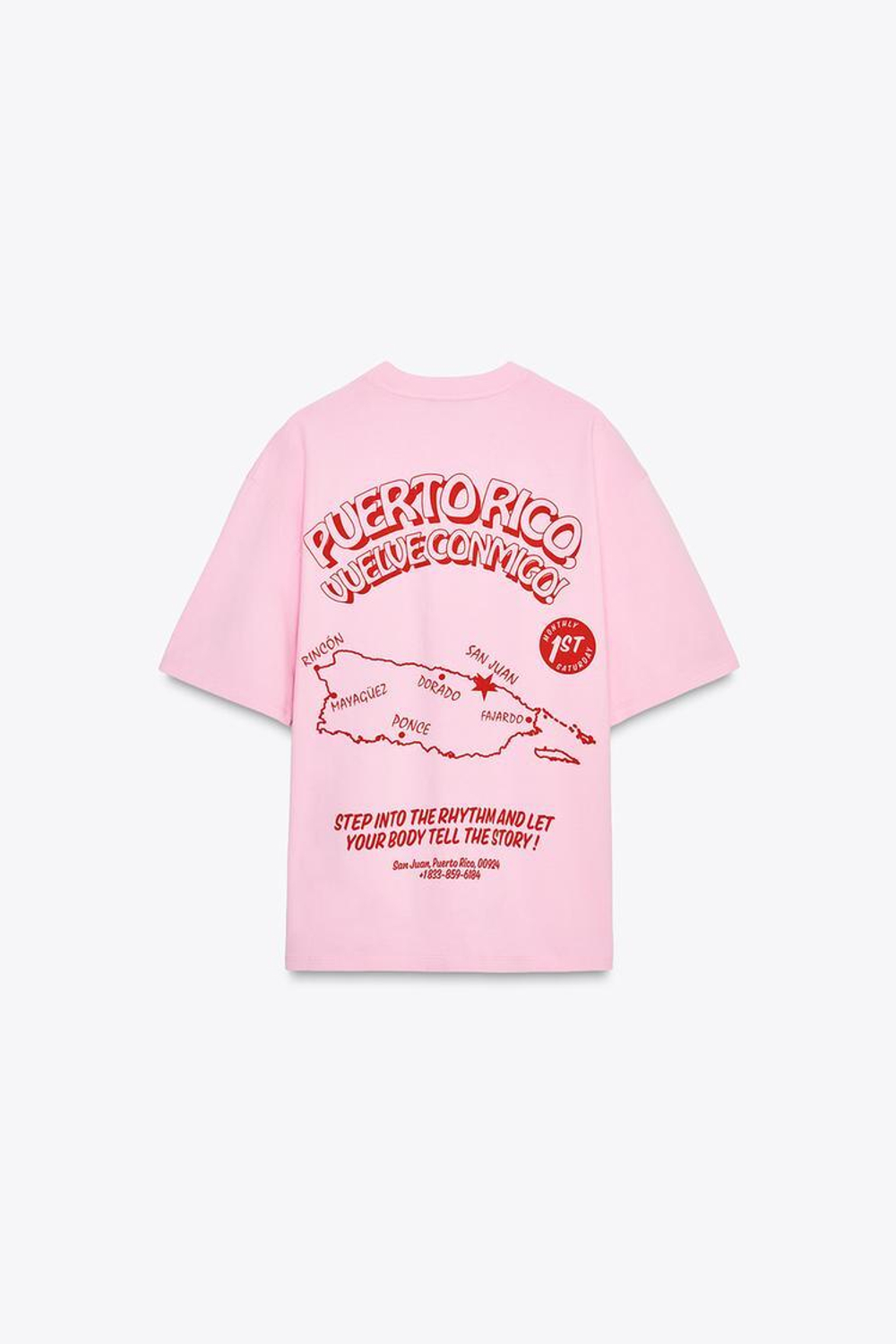 ZARA ФУТБОЛКА С ПРИНТОМ И ЭФФЕКТОМ ПОТЕРТОСТИ, РОЗОВЫЙ