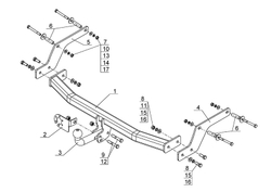 Фаркоп для Renault Logan седан 2014-2022. Тип шара: A. Нагрузки: 1200/75 кг, RN 10