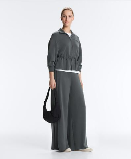 Oysho Мягкая куртка с регулируемой талией и высоким воротником, асфальтовый