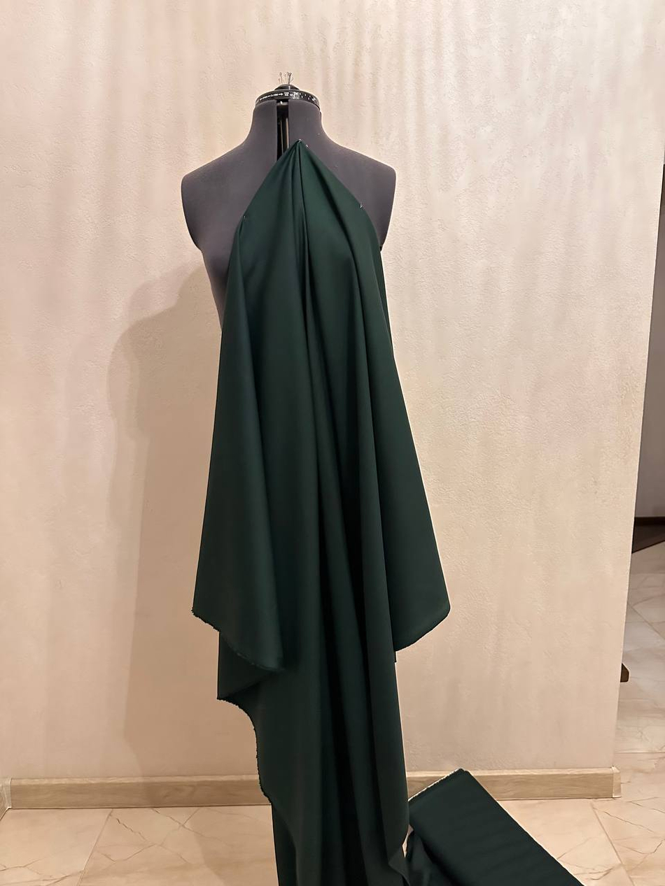 Костюмно-плательная смесовая однотонная поливискоза (64%полиэстер/33%вискоза/3%эластан, Зеленый Диор, 152, 285 гр/м2)