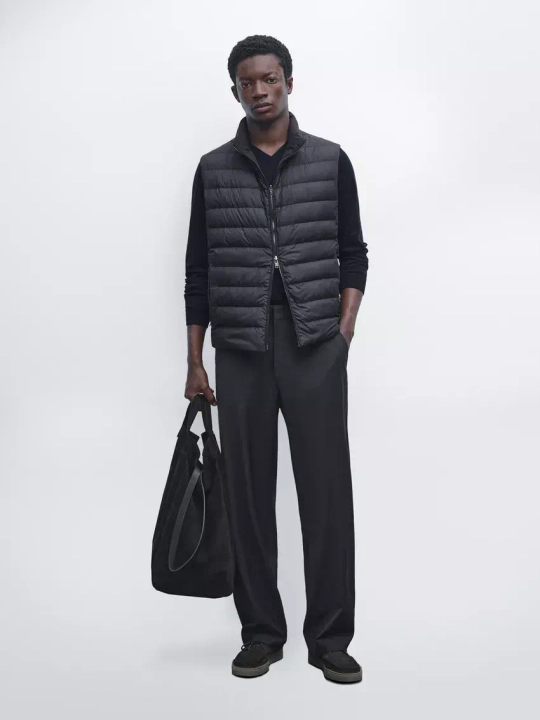 Massimo Dutti Водоотталкивающий двусторонний жилет из пуха, темно-синий
