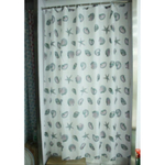 Штора для ванной комнаты полиэстер эконом 180*200 с кольцами Серые ракушки YQL-1032