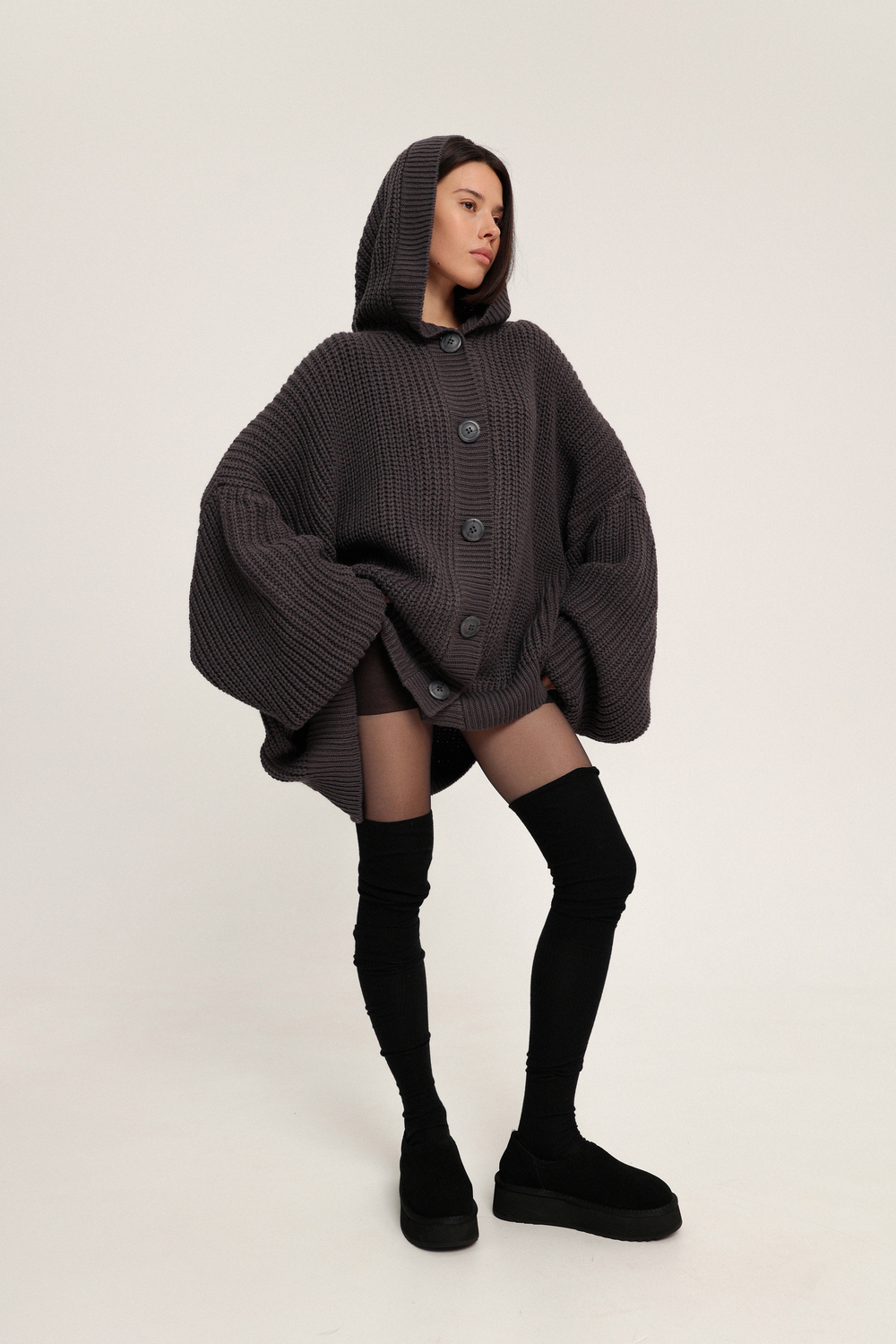 Кардиган вязанный с капюшоном