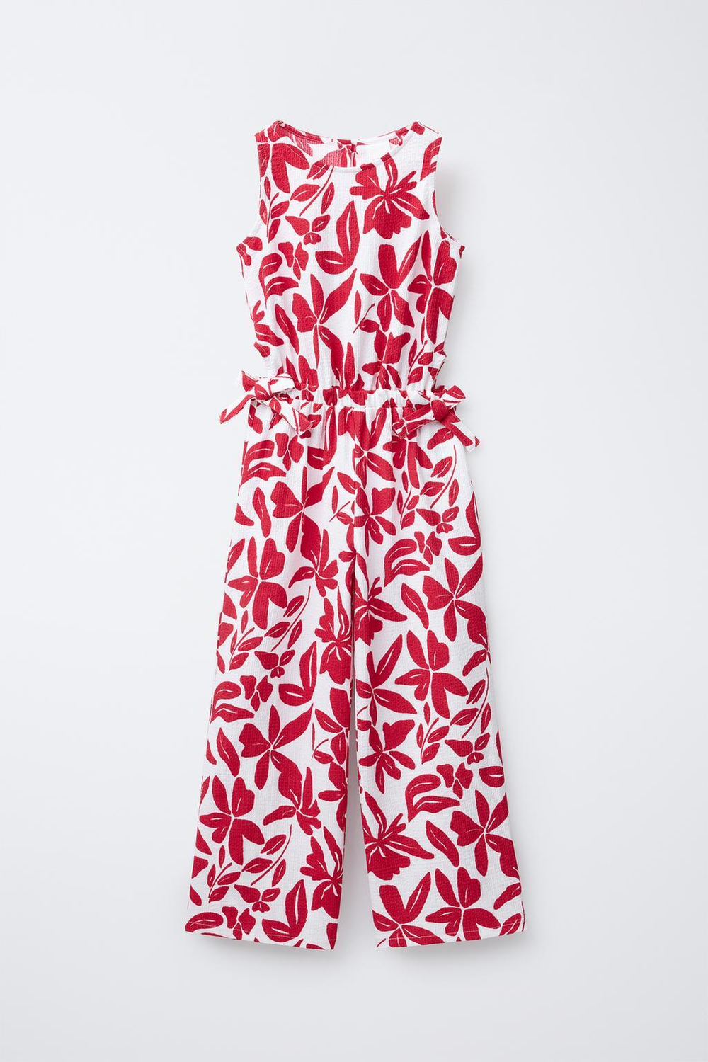 ZARA КОМБИНЕЗОН С РЕЛЬЕФНЫМ ВЫРЕЗОМ И БАНТАМИ, КРАСНЫЙ