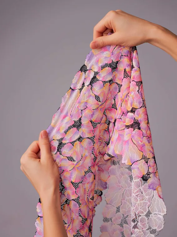 03-282 ОПТ Кружево эластичное 22 см, розовый/фиолет/желтый/черный