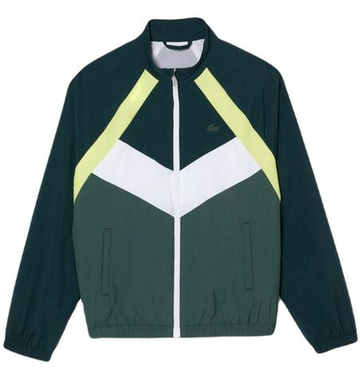 Детская теннисная толстовка Lacoste Recycled Fiber Colourblock Zipped - green/flashy yellow/white/dark green