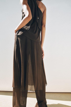 ZARA БРЮКИ-ПАРЕО С ФАКТУРОЙ, ШОКОЛАДНЫЙ