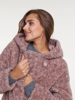 Шуба из овечьей шерсти, сиреневая, SilverFox