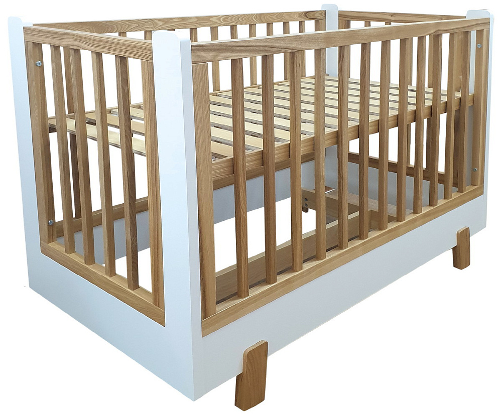 Детская кроватка Фабрика Облаков Onlybaby Scandi маятник продольный молочный, дерево