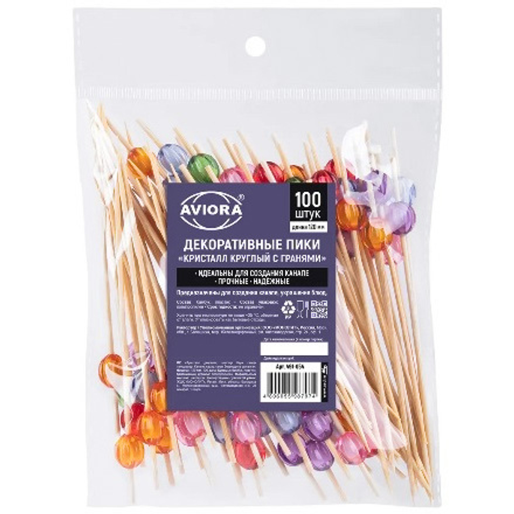 Пика дер."Кристалл разноцветный с гранями"12см 1/100 шт