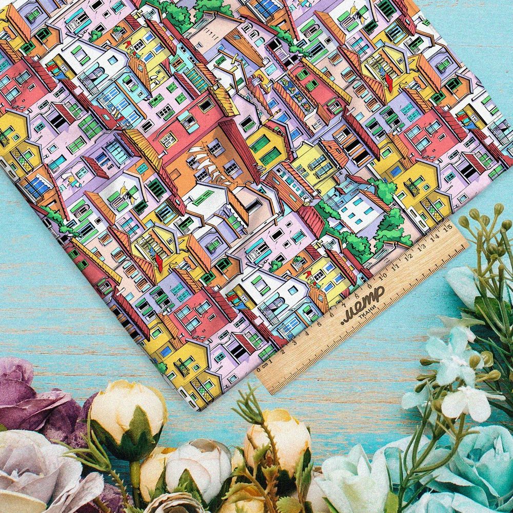 Ткань флис городские дома