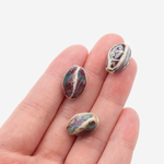 Бусина в форме бочонка с гранями, 15,8*9мм, бордово-синяя, глазурированный фарфор