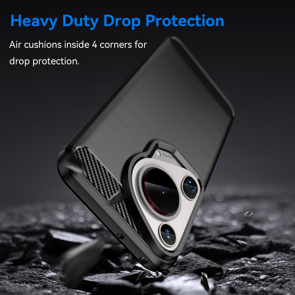 Чехол с дизайном в стиле карбон на Huawei Pura 70 Ultra, мягкий отклик кнопок, серия Carbon от Caseport