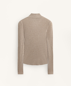 Oysho Футболка Base Layer в рубчик с высоким воротником и лиоцеллом, серо-коричневый меланж