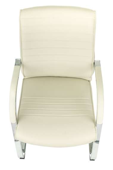 Кресло Бюрократ T-8010-LOW-V слоновая кость эко.кожа низк.спин. полозья металл хром