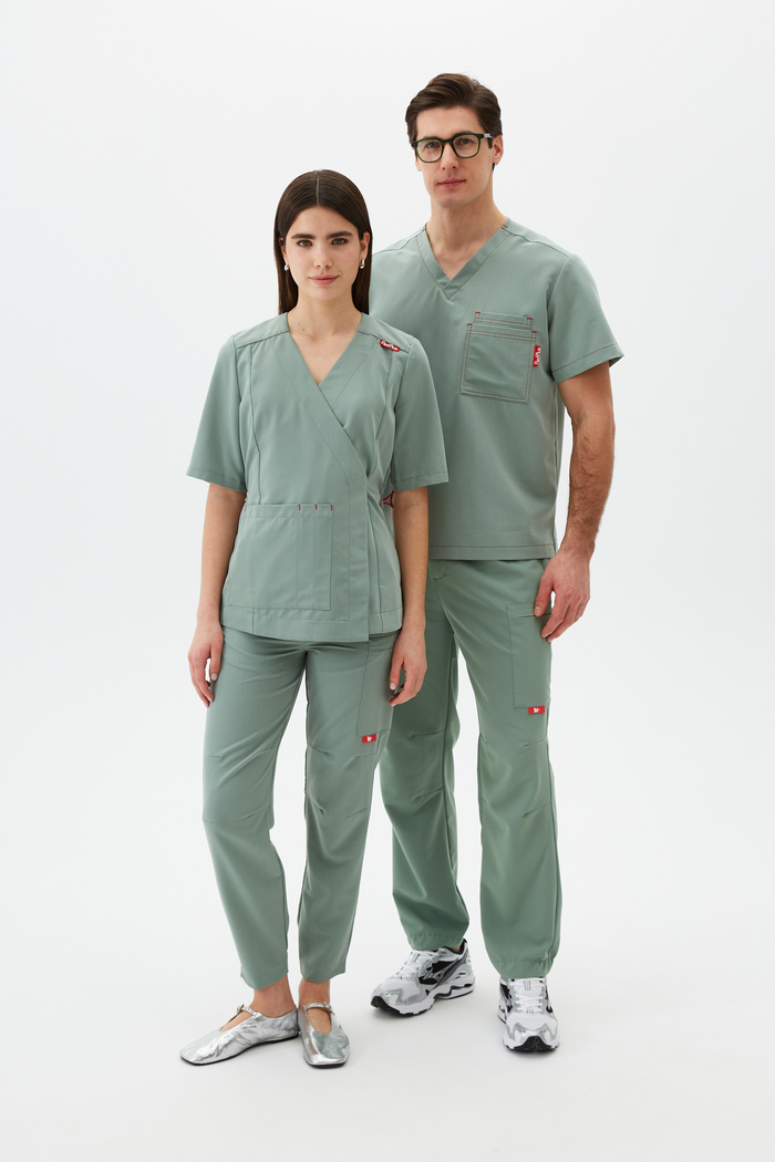 Джоггеры медицинские унисекс Кайтеки, шалфей