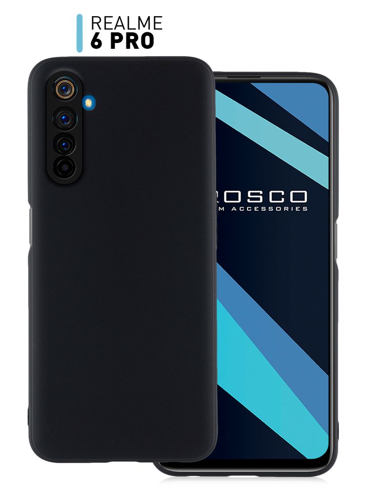 Чехол ROSCO для realme 6 Pro оптом (арт. RM-6P-COLOURFUL-BLACK)