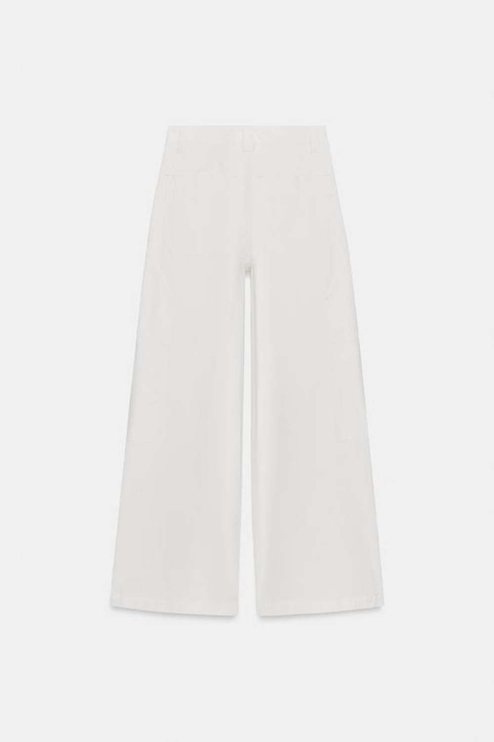 ZARA БРЮКИ WIDE-LEG ИЗ ХЛОПКА — ZW COLLECTION, ЖЕЛТОВАТО-БЕЛЫЙ