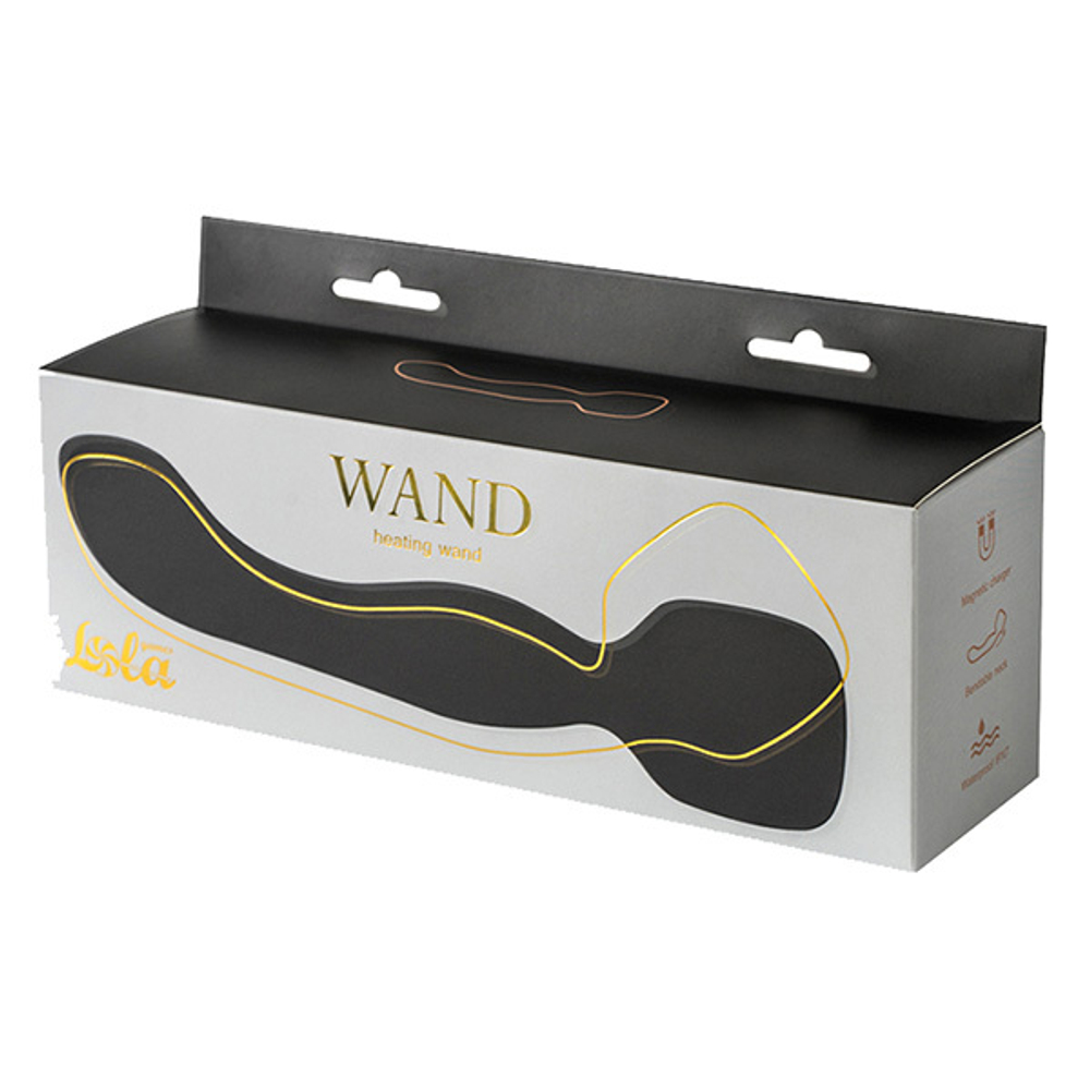 Черный двусторонний вибромассажер 22см с нагревом Lola Games Heating Wand 1018-01lola