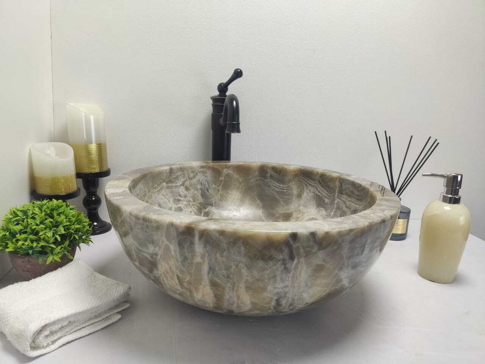 Раковина из оникса Bowl Grey Medium BO-60011 45*45*17