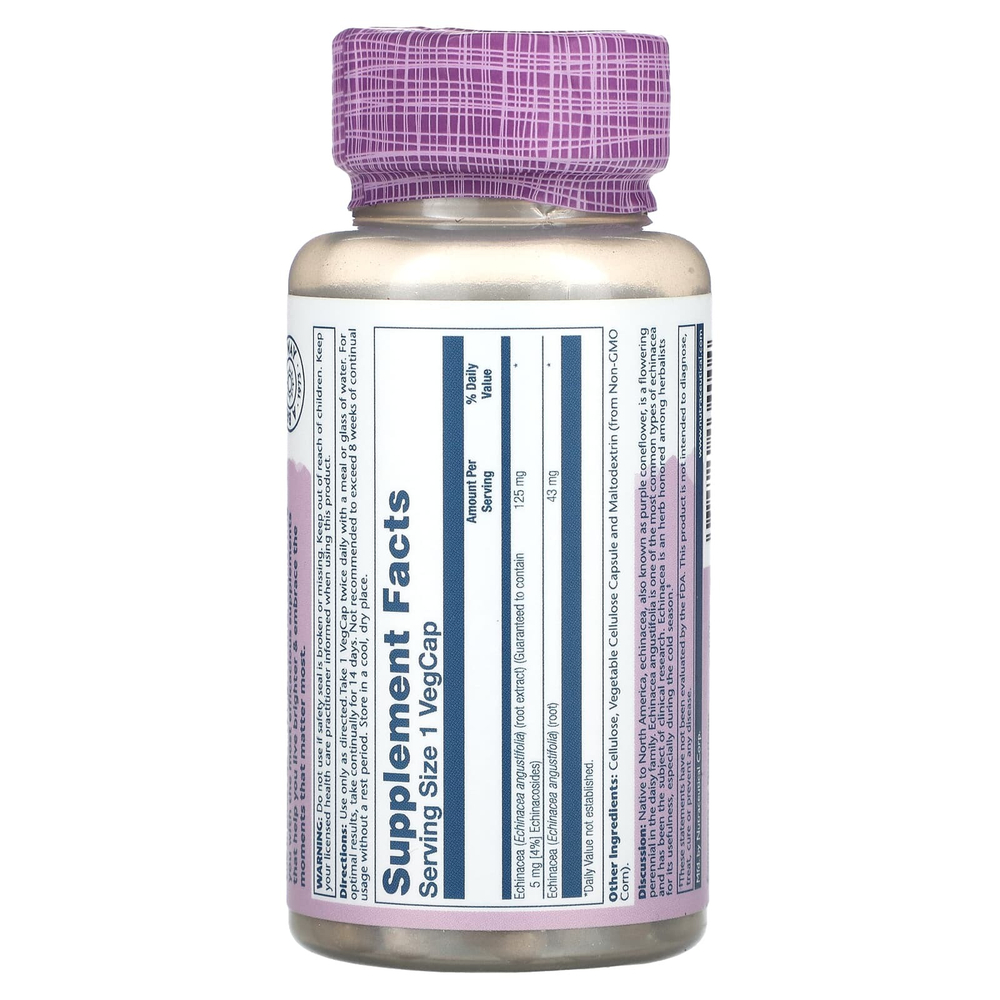 Solaray, Vital Extracts, эхинацея узколистная, 60 растительных капсул