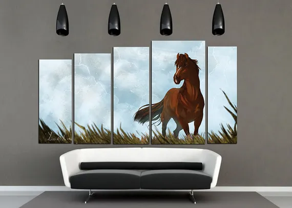 Модульная картина "Лошадь на фоне облаков"