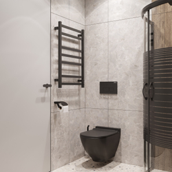 Полотенцесушитель электрический EWRIKA Пенелопа V7 80x55 см, подключение справа, слева, матовый черный, лесенка, из стали