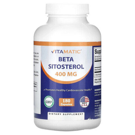 Растительные экстракты и настойки Vitamatic, Бета-ситостерол, 400 мг, 180 капсул
